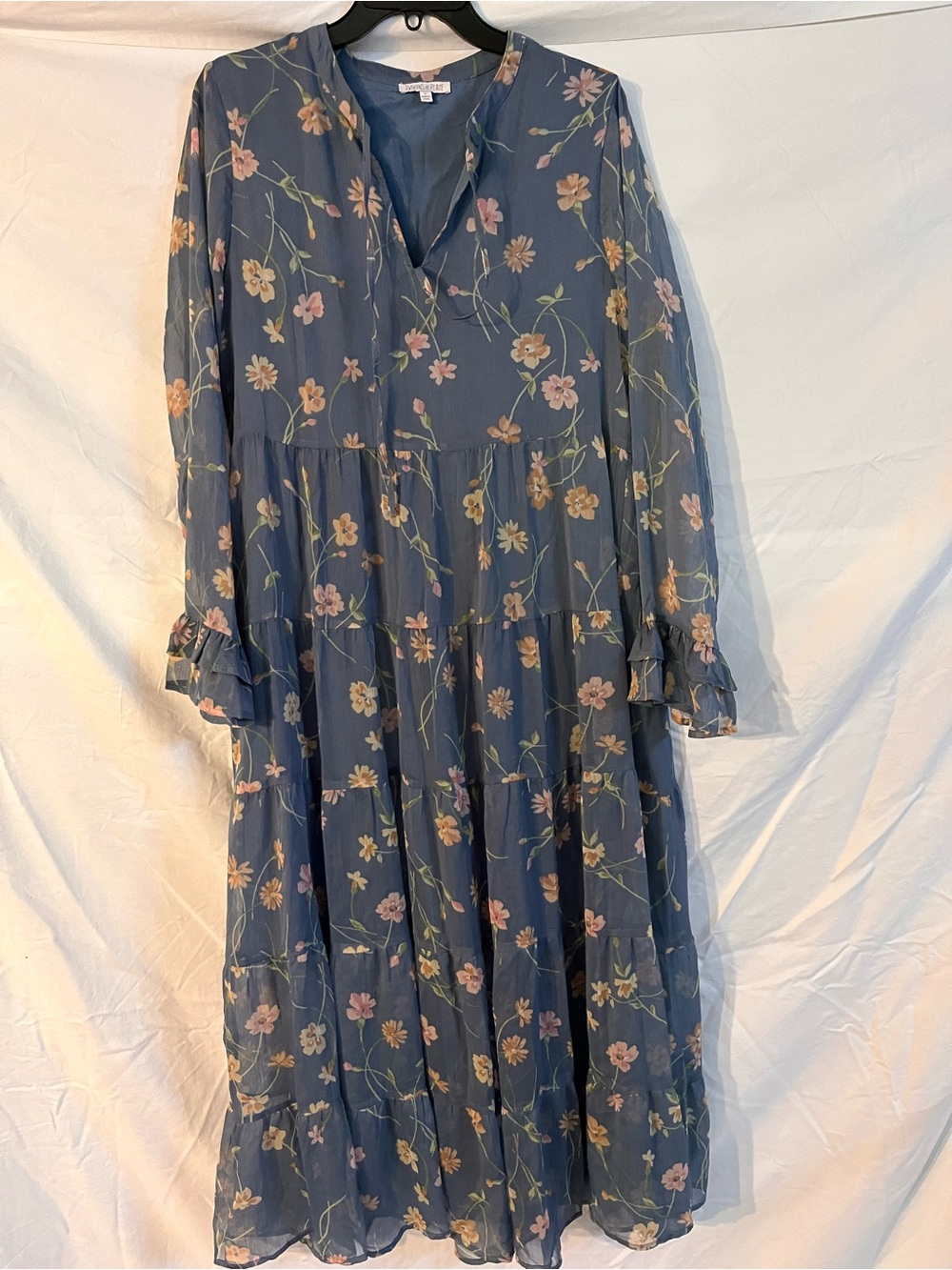 Patrons of Peace Blue Floral Tiered Maxi Dress